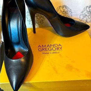 Stunning Amanda Gregory Hand Cobbled Black Stiletto Pump